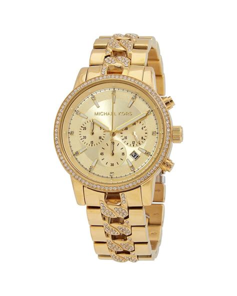 michael kors ritz pavé textured gold-tone watch|Michael Kors Ritz Women's Watch, Stainless Steel and Pavé .